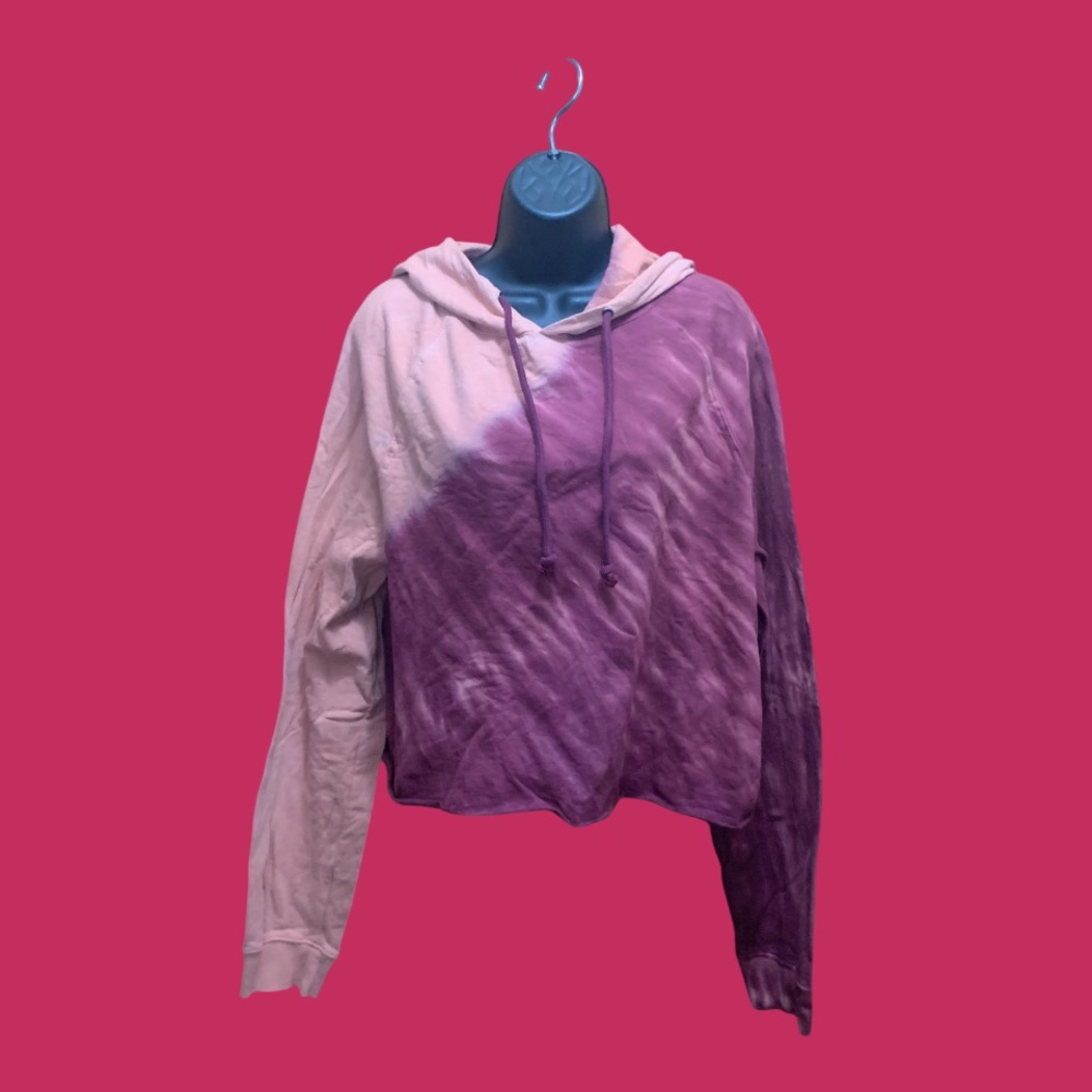Messy Bun Just Chillin Purple and Pink Tie-Dye Hoodie Sweater Juniors XL